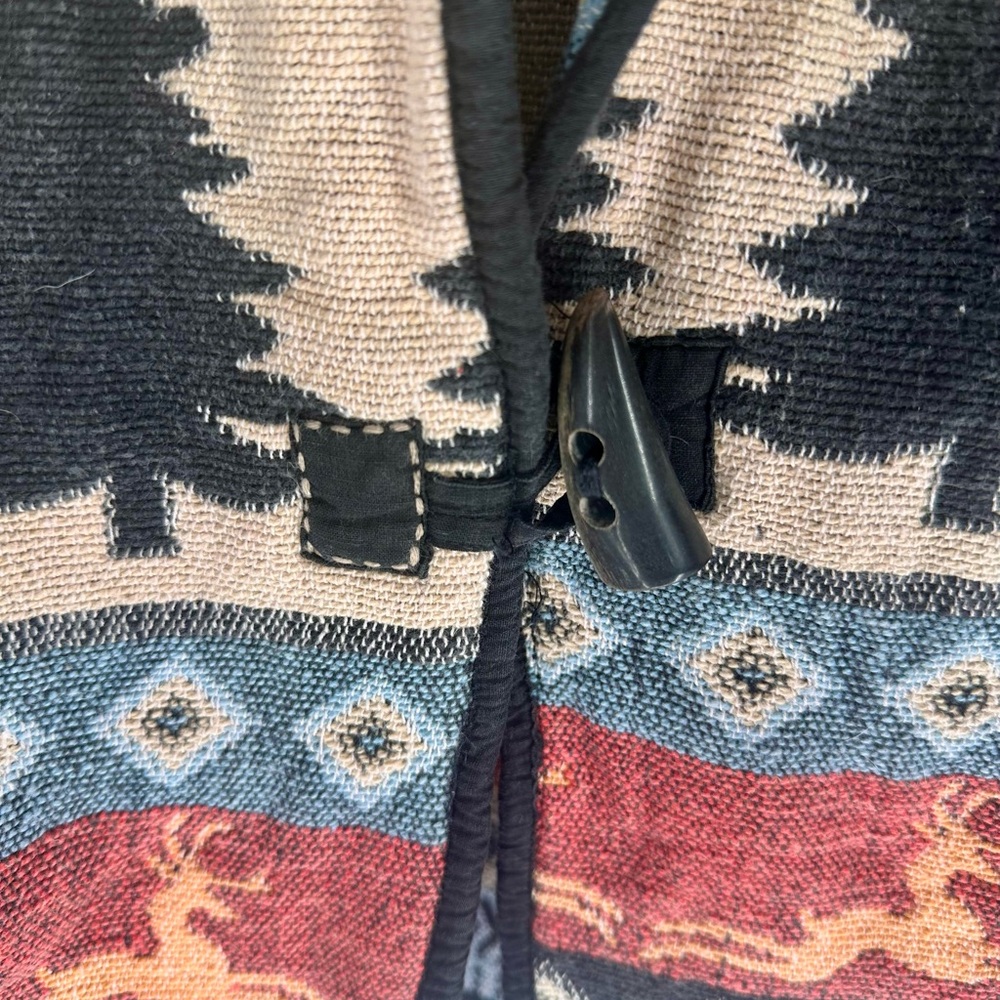 Flashback Womens Tapestry Jacket Southwest Aztec Pattern One Button Bears Size M - Picture 4 of 4